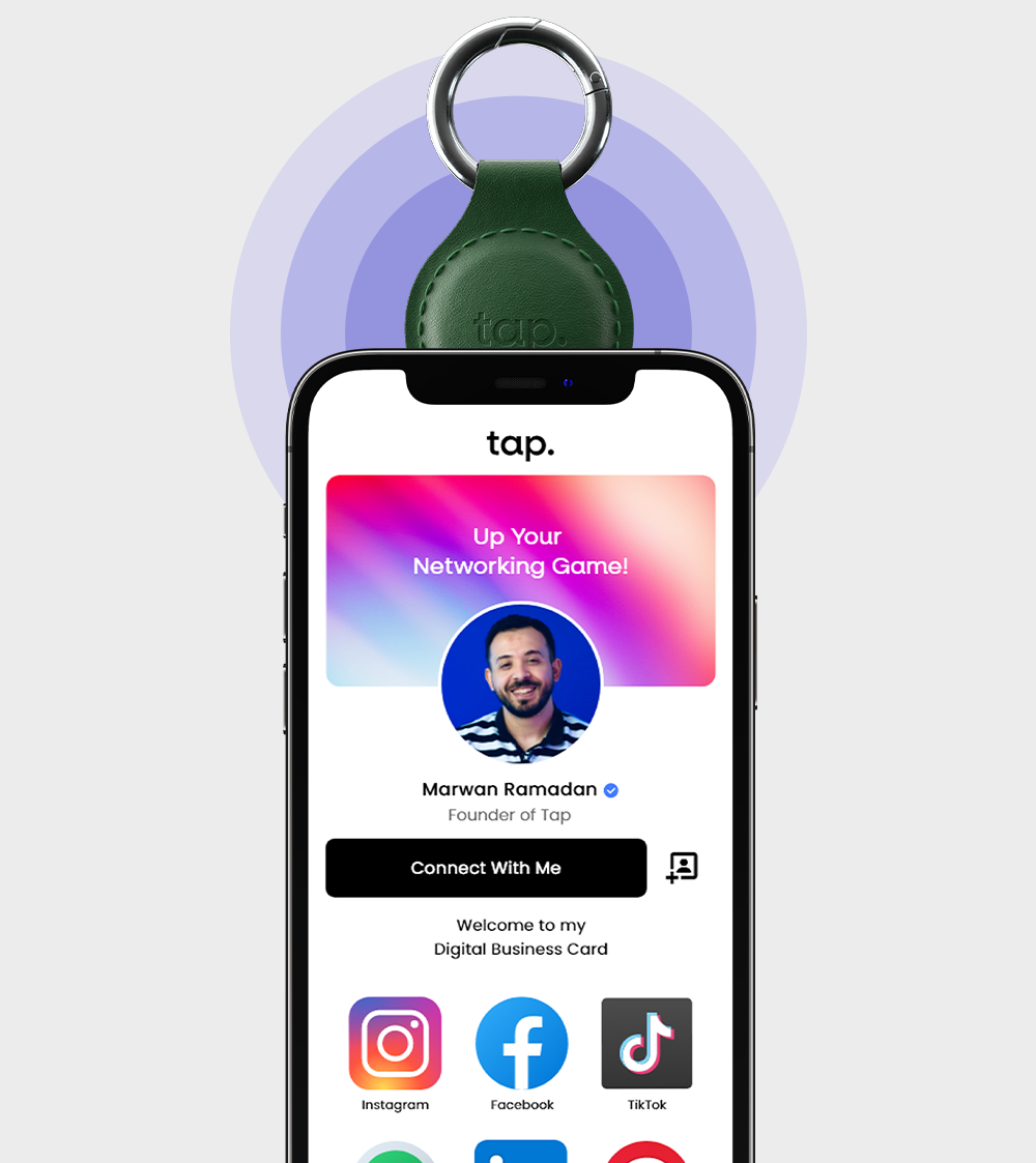Tap NFC Keychain - Share Everything With A Tap - Handmade Natural Leather - Green