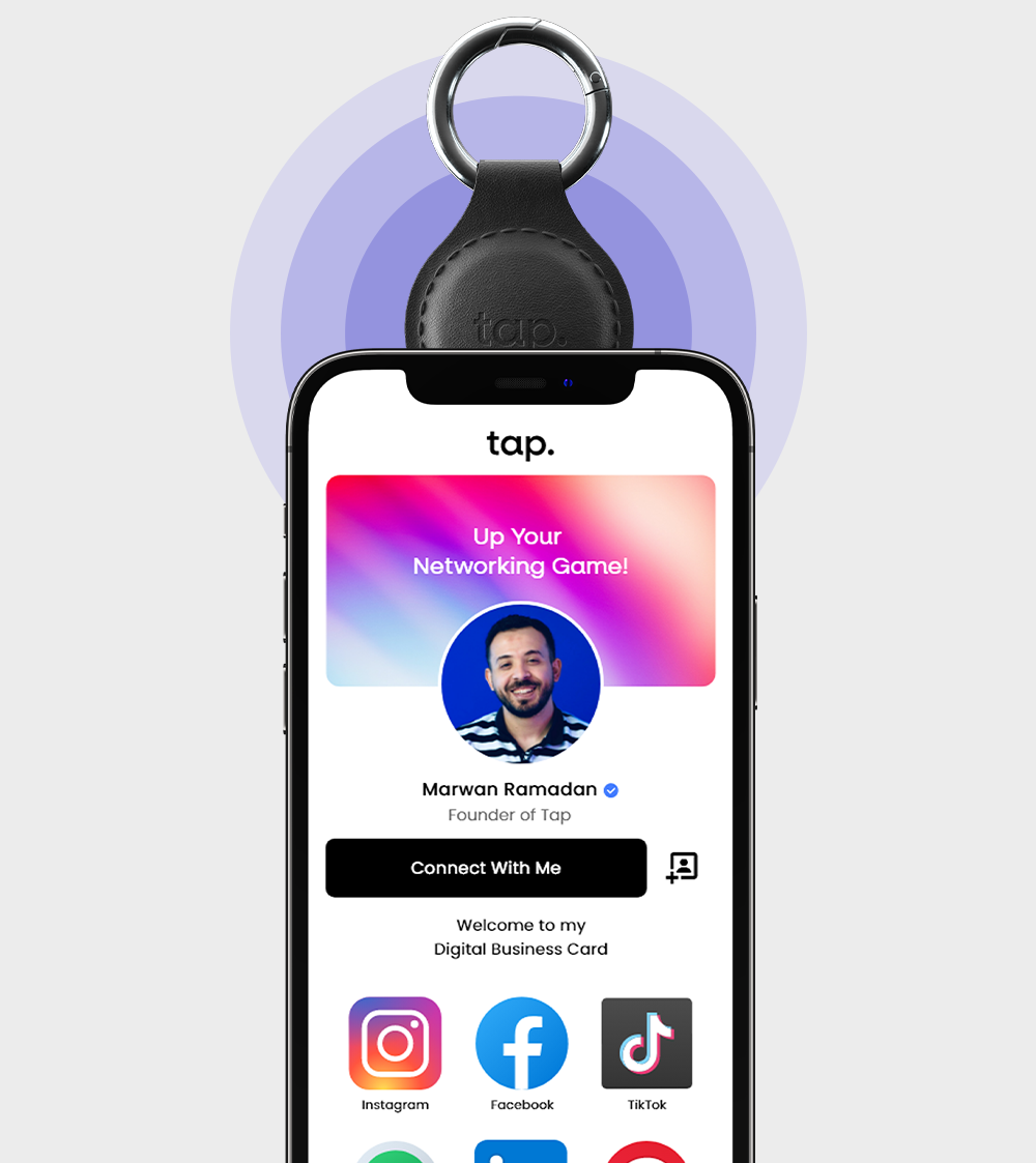 Tap NFC Keychain - Share Everything With A Tap - Handmade Natural Leather - Black